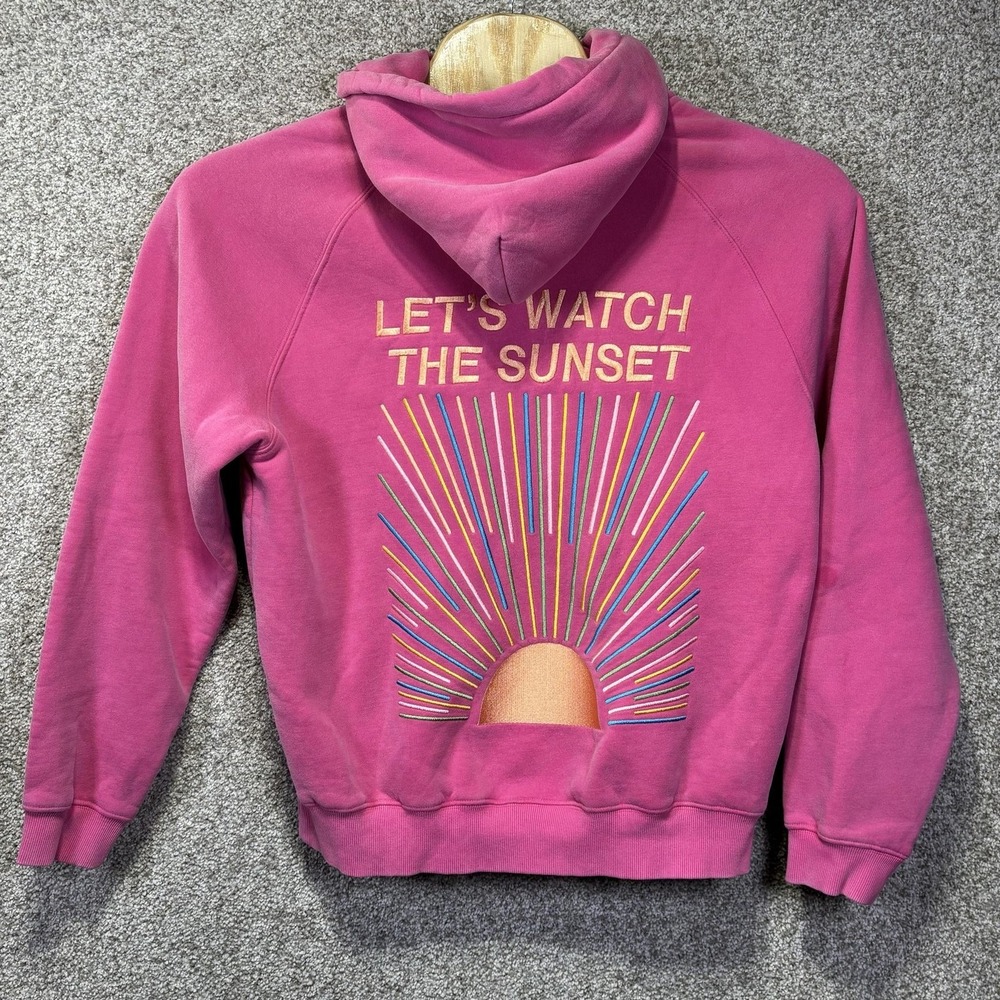 Dandy Worldwide Hoodie Mens Medium Pink Fleece Pullover Sunset Back Graphic